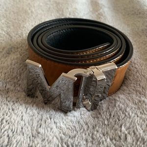 Mcm Silver M Buckle Reversible Belt